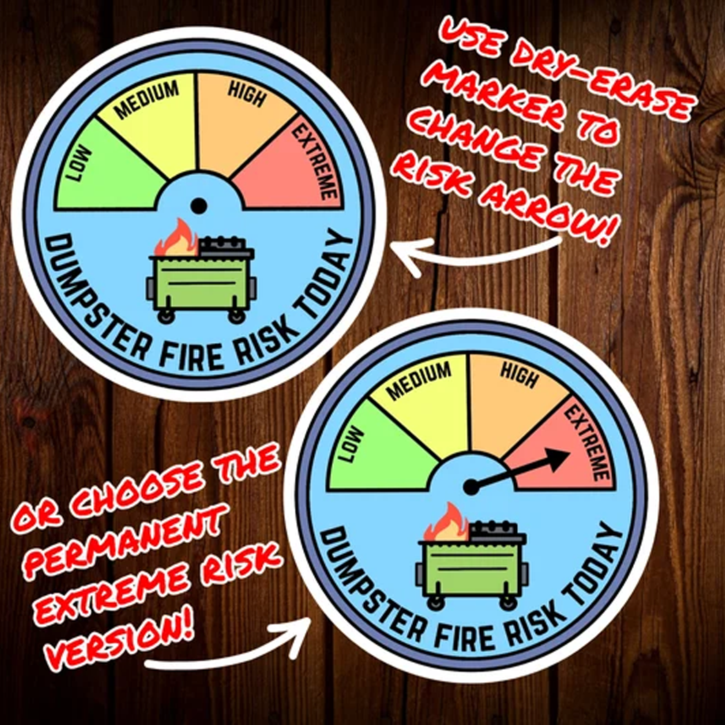 Dumpster Fire Daily Risk Sticker