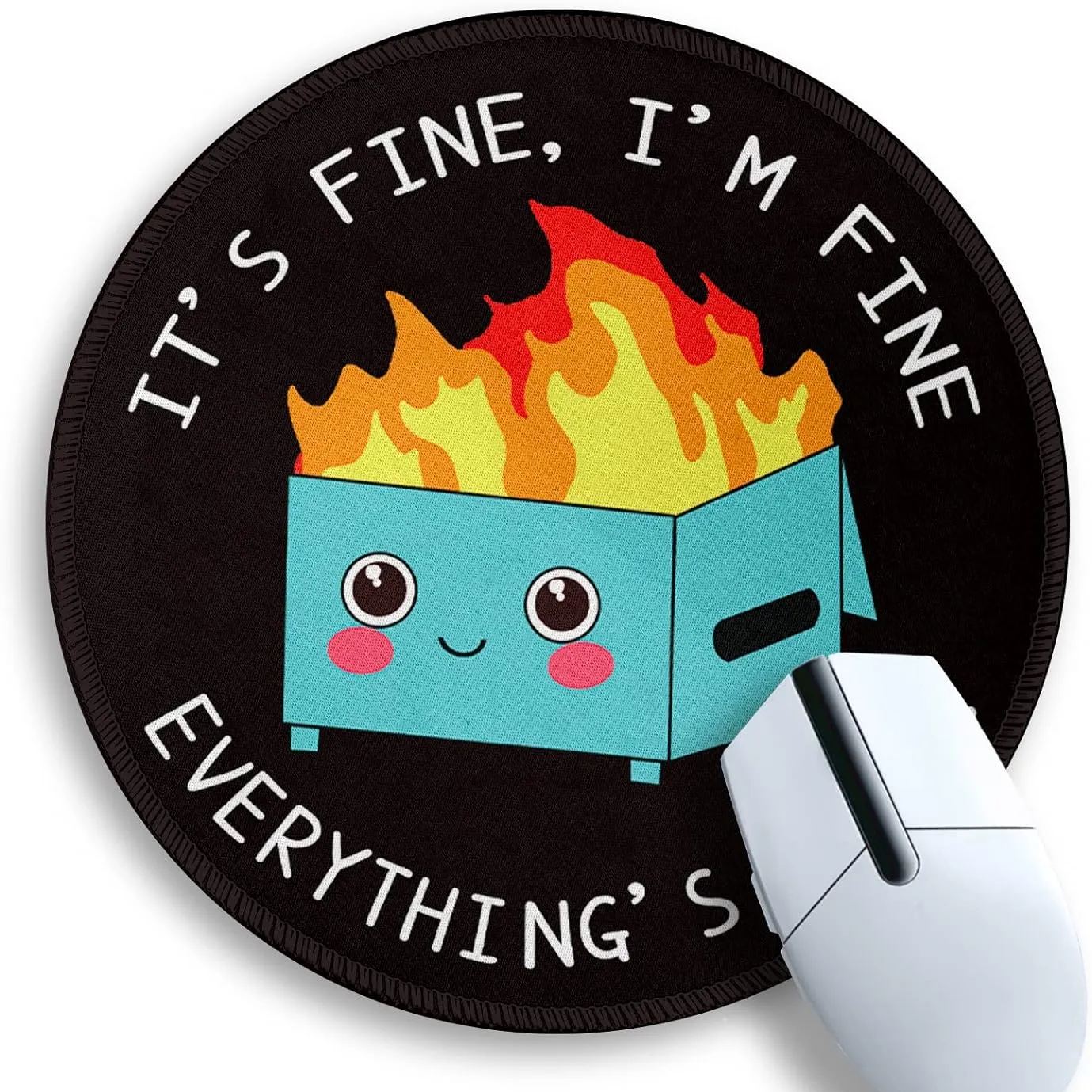 Dumpster on Fire Round Mouse Pad
