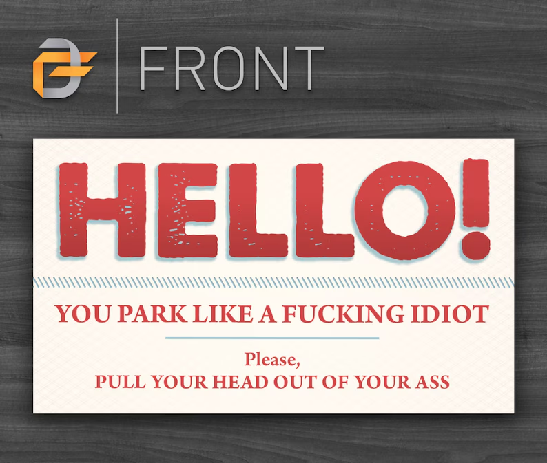 🅿️Learn to Park, Asshole--Hilarious Parking Violation Card for Inconsiderate Drivers 🚗