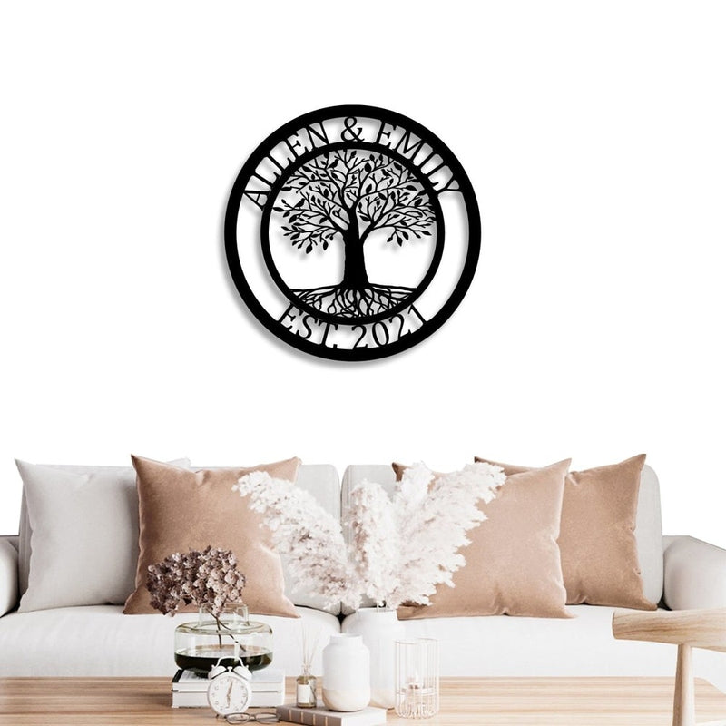 Personalized Elaborate Tree Of Life Metal Monogram Sign - iWantDIY