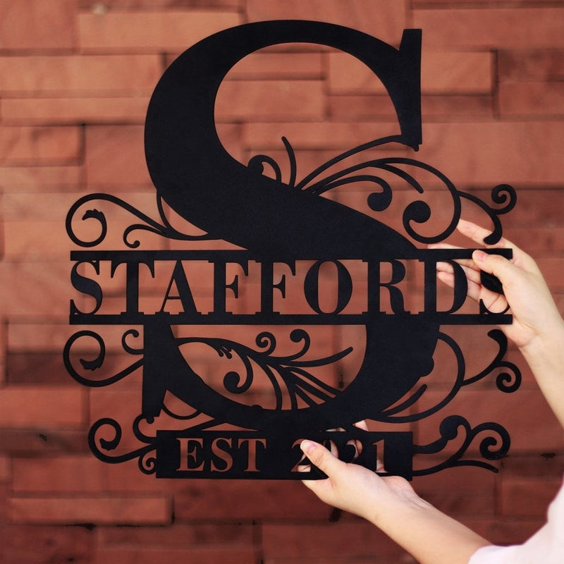 Personalized Family Lace Last Name Metal Letters Sign - iWantDIY