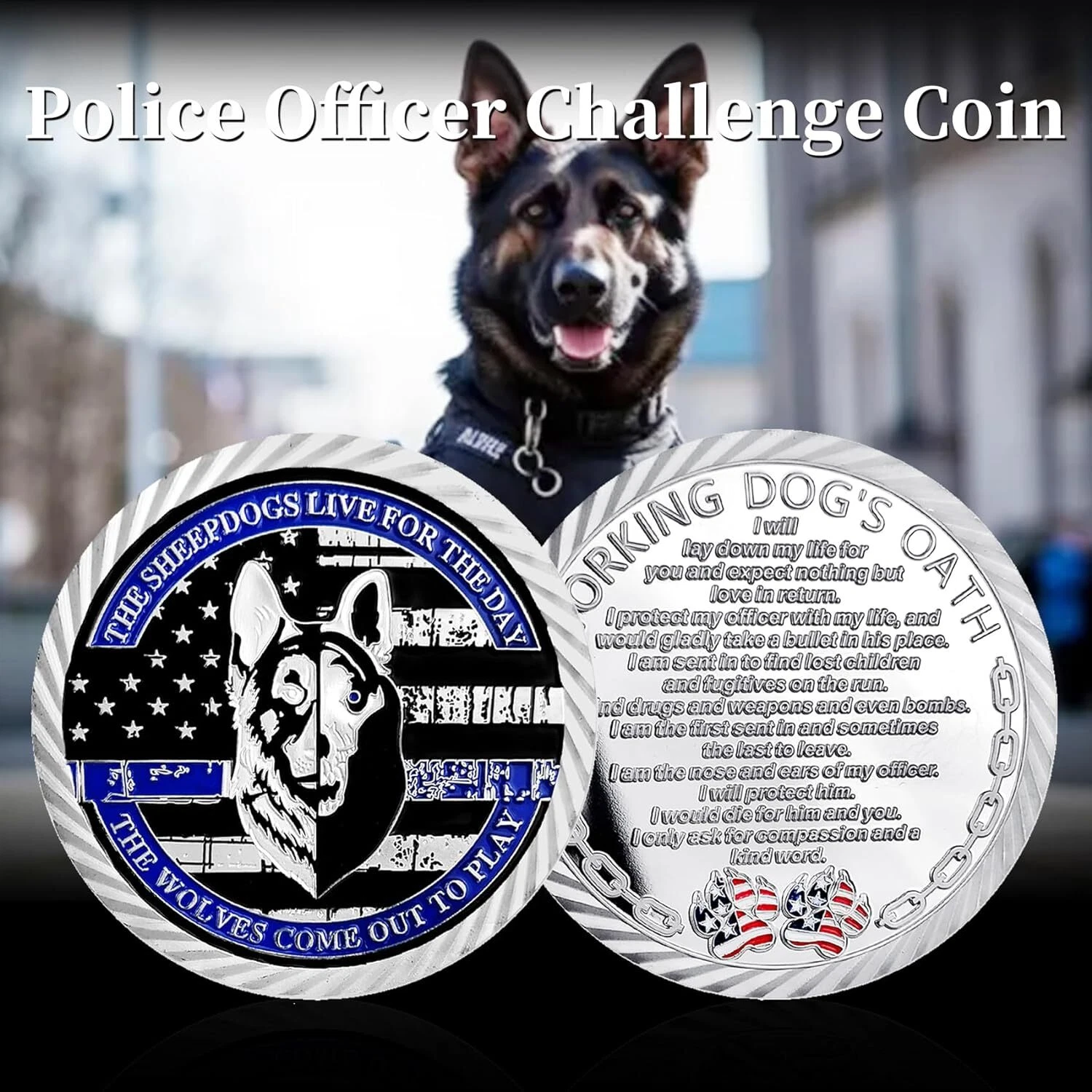 Police Working Sheep Dogs Oath Challenge Coin