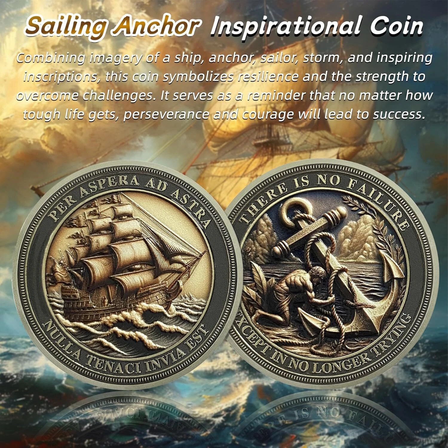 There Is No Failure Inspirational Coin