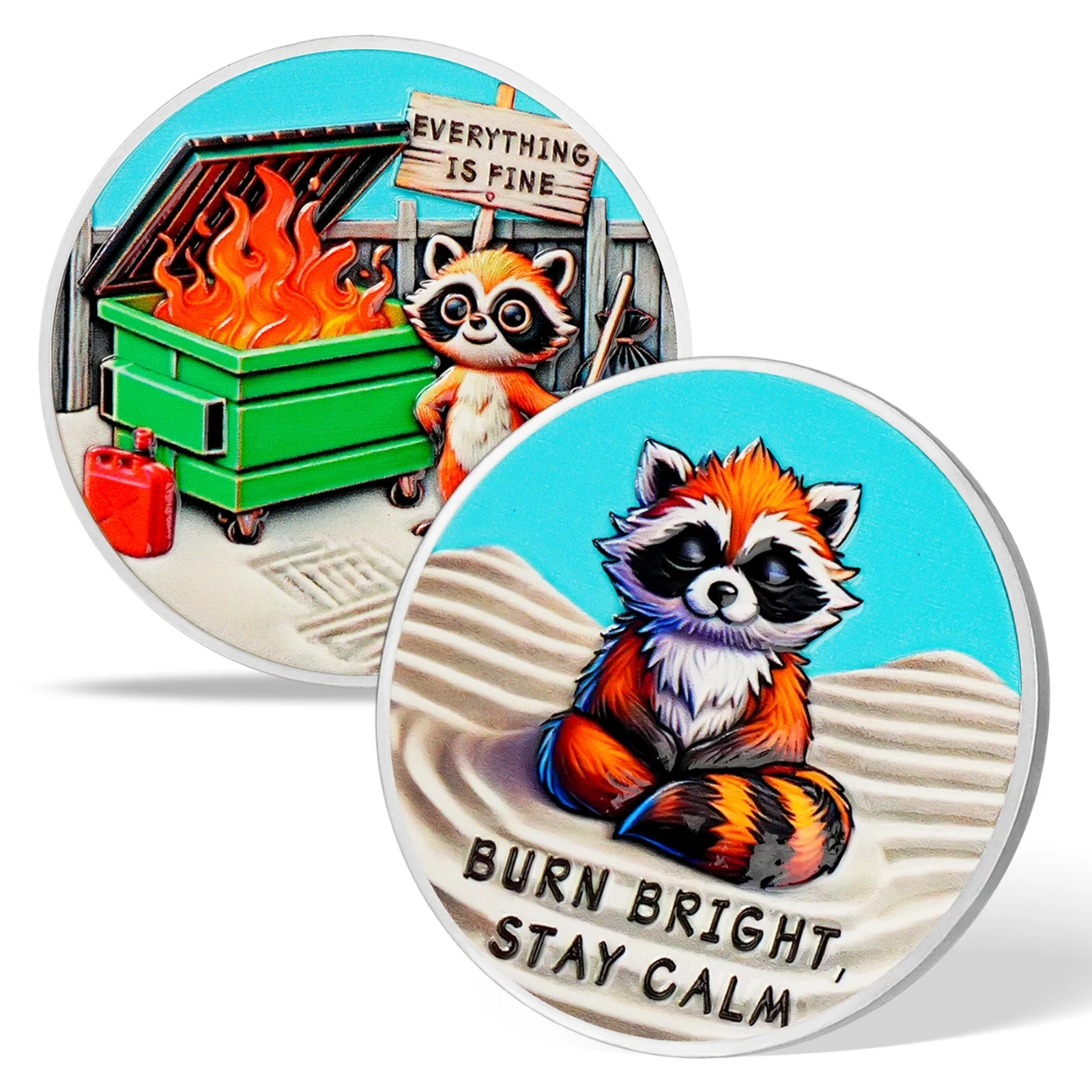Playful Raccoon Dumpster Fire Coin