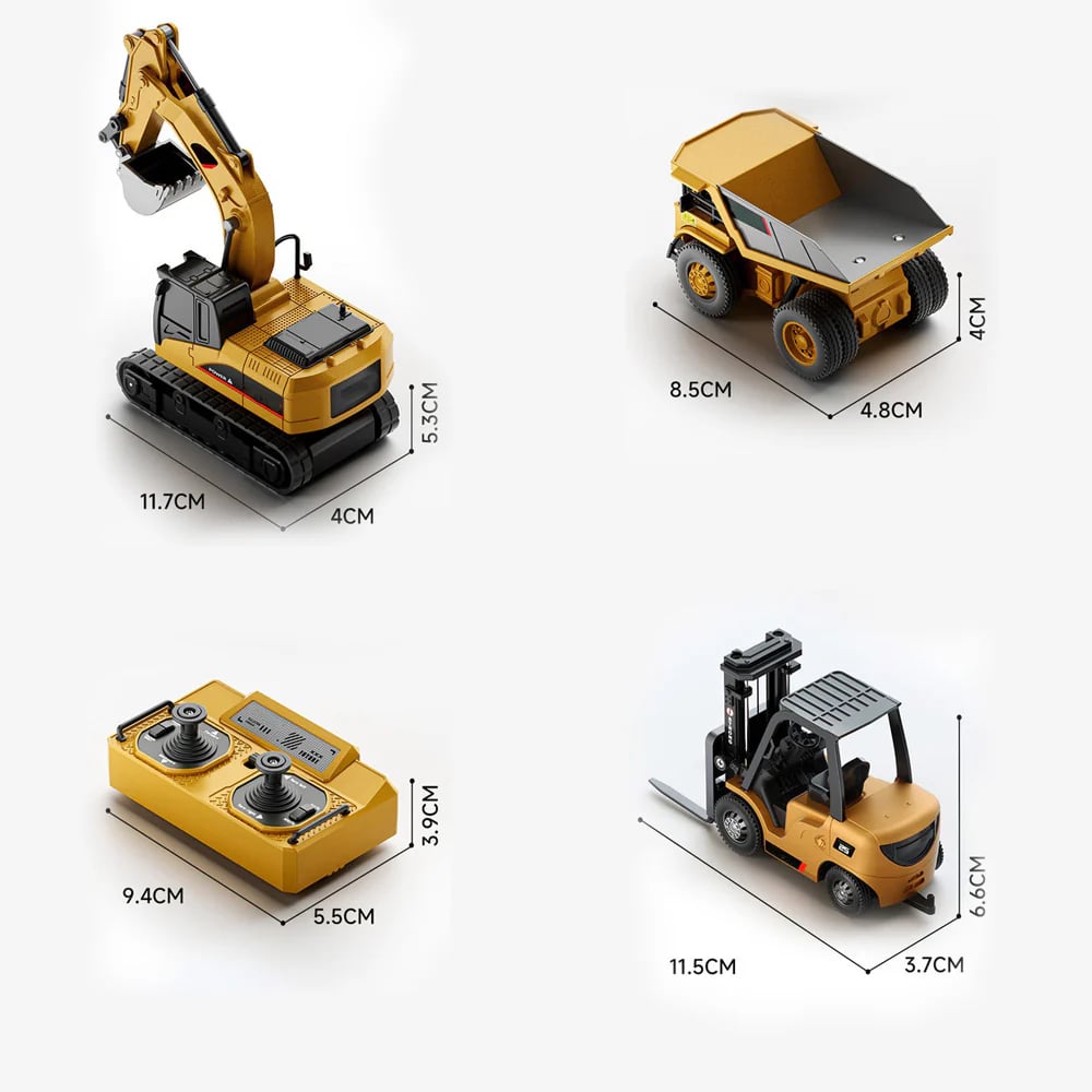 🚜 1/64 Premium Alloy Mini RC Construction Set &ndash; Forklift, Excavator & Dump Truck (FREE Shipping Today Only)