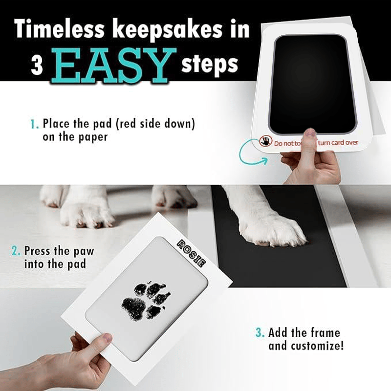 🐾Paw Print Kit for Dogs & Cats - 4-Pcs Mess-Free Ink Pads, 2 Photo Frames | Clean Touch Pet Paw and Nose Print Keepsake Memorial Gift