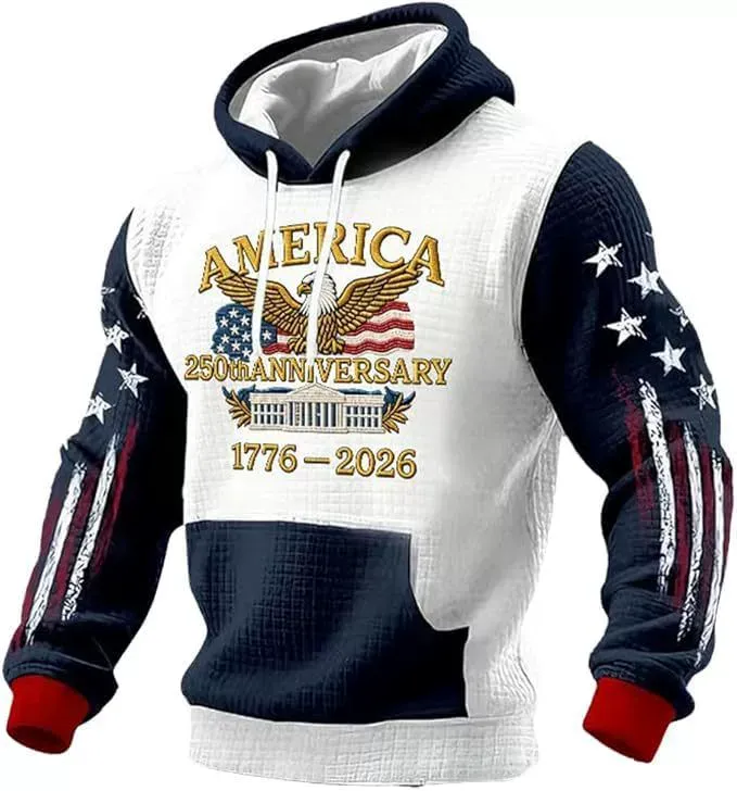 Men's Casual American 250th Anniversary Patriotic Hoodie (1776–2026)