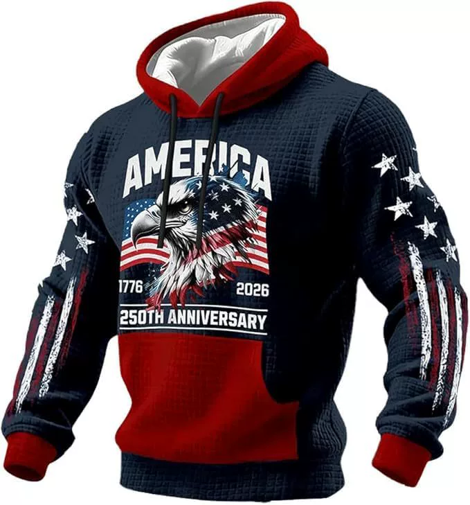 Men's Casual American 250th Anniversary Patriotic Hoodie (1776–2026)
