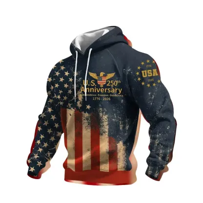 Men's Casual American 250th Anniversary Patriotic Hoodie (1776–2026)