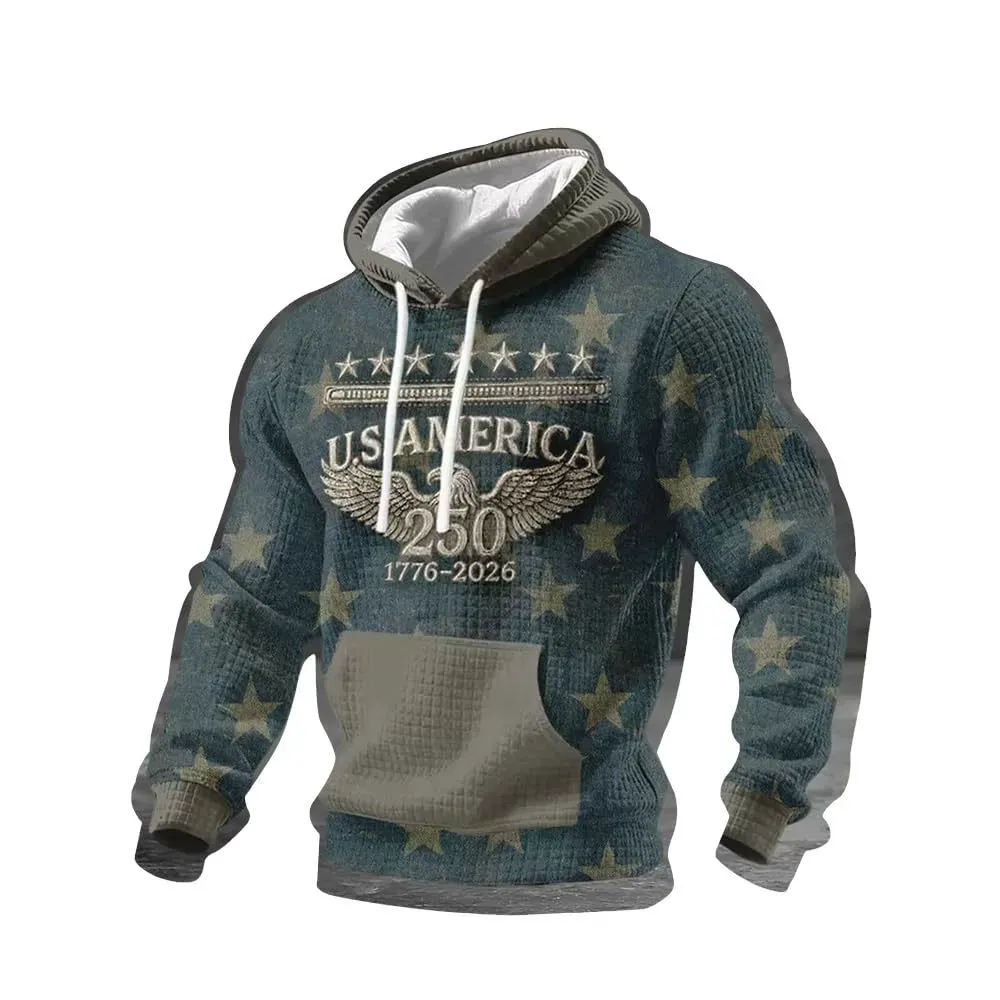 Men's Casual American 250th Anniversary Patriotic Hoodie (1776–2026)