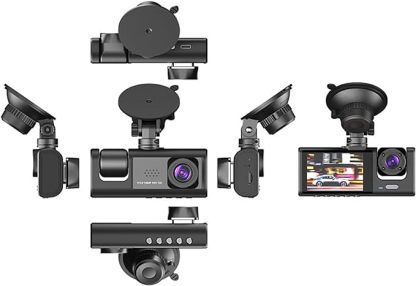3-Channel 1080P Car Driving Recorder (Three Cameras)