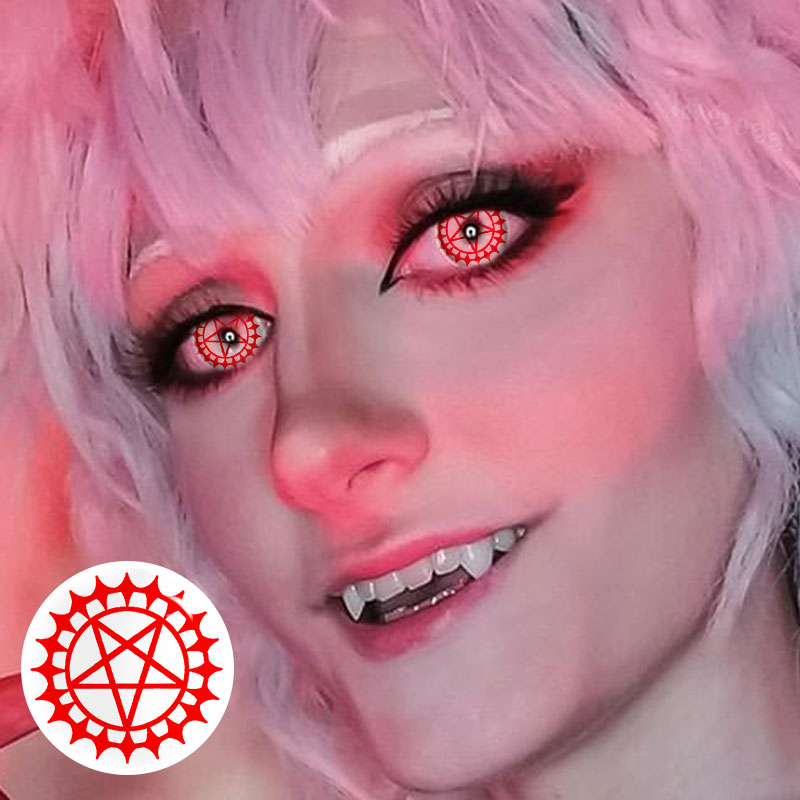MYEYEBB Blind Ciel's Contract Red & White Cosplay Colored Contact Lenses - image 2