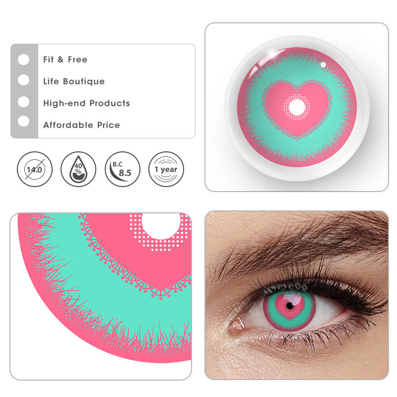 MYEYEBB Blind Minecraft Green Pink Prescription Cosplay Colored Contact Lenses  - image 14