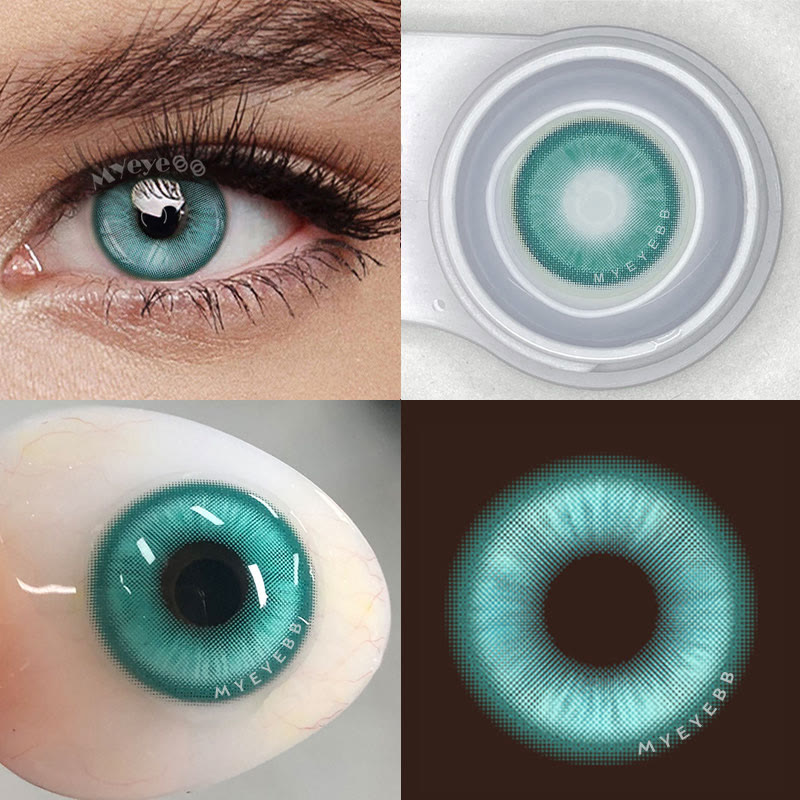 MYEYEBB Magic Coral Cyan Green Prescription Colored Contact Lenses