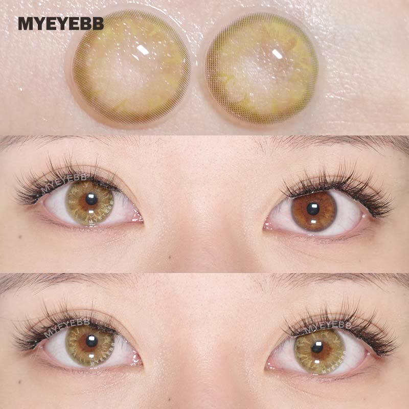 MYEYEBB Gem Tequila Yellow Brown Prescription Colored Contact Lenses - image 4
