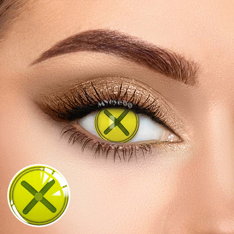 MYEYEBB Blind Button Eye Green Cosplay Colored Contact Lenses-MYEYEBB