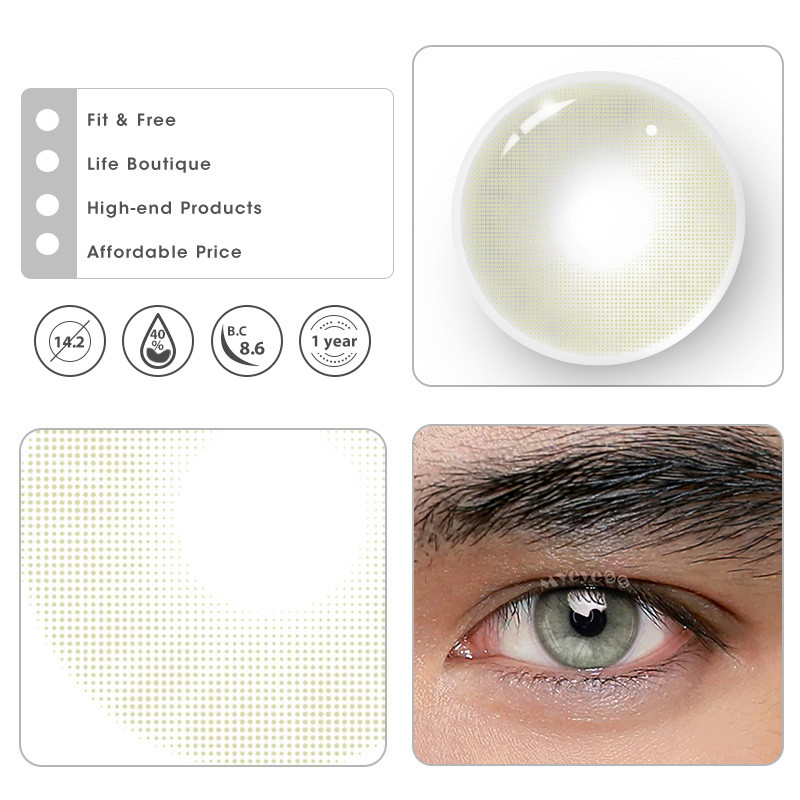 MYEYEBB Aurora Crystal Grey Men Colored Contact Lenses - image 3
