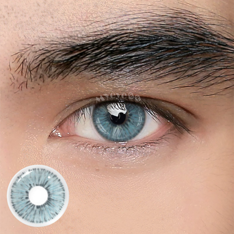 MYEYEBB Van Gogh Blue Prescription Men Colored Contact Lenses - Van Gogh Blue - -8.00 - LM35_BU - image 1