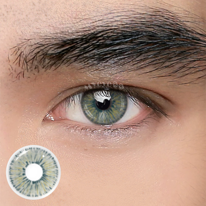 MYEYEBB Van Gogh Green Prescription Men Colored Contact Lenses-MYEYEBB