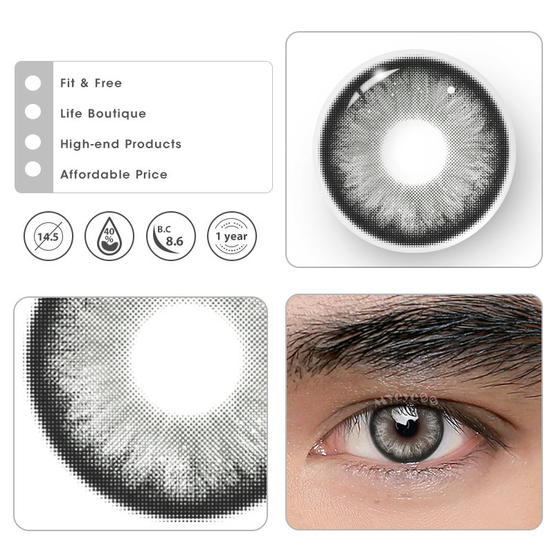 MYEYEBB Pearlescent Grey Prescription Men Colored Contact Lenses - image 4