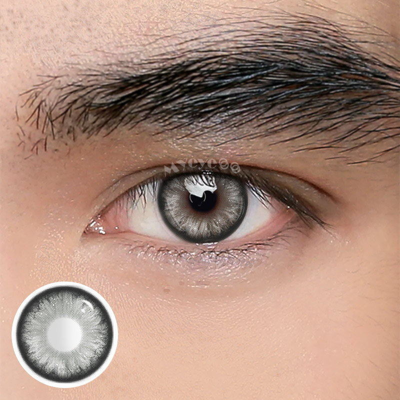 MYEYEBB Pearlescent Grey Prescription Men Colored Contact Lenses-MYEYEBB