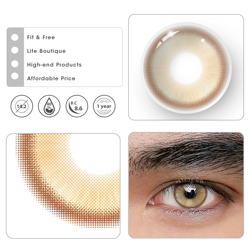 MYEYEBB Magic Coral Gold Brown Prescription Men Colored Contact Lenses - image 6