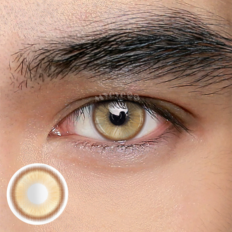 MYEYEBB Magic Coral Gold Brown Prescription Men Colored Contact Lenses