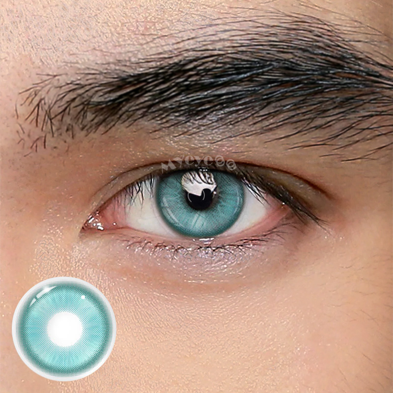 MYEYEBB Magic Coral Cyan Green Prescription Men Colored Contact Lenses-MYEYEBB