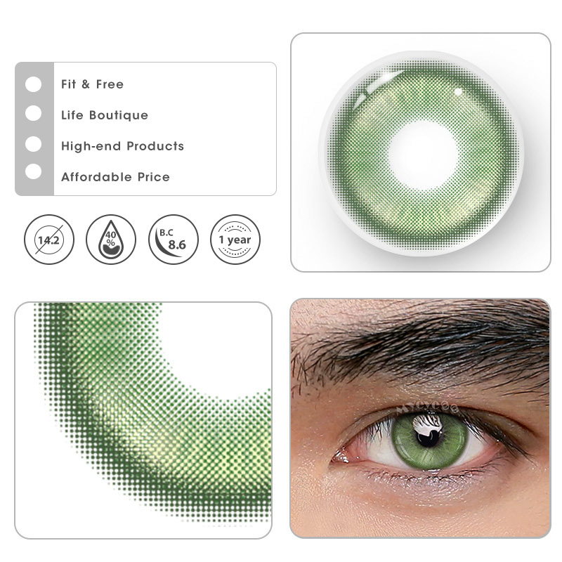 MYEYEBB Magic Coral Green Prescription Men Colored Contact Lenses - image 4