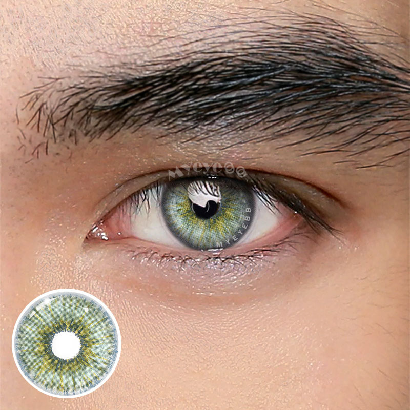 MYEYEBB Rebirth Cosmic Green Prescription Men Colored Contact Lenses-MYEYEBB