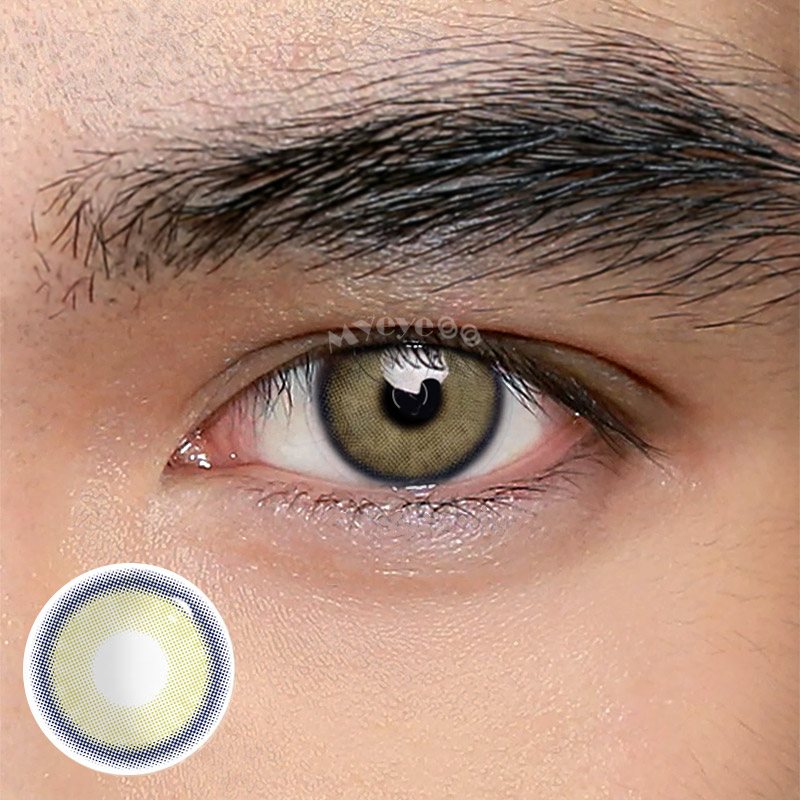 MYEYEBB Neala Yellow Brown Prescription Men Colored Contact Lenses-MYEYEBB