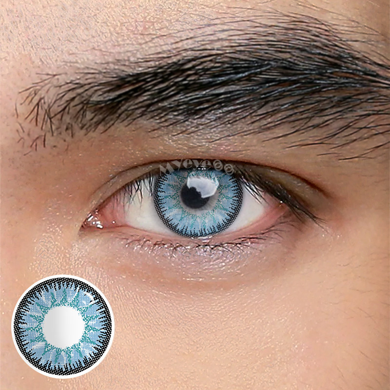 MYEYEBB Wild Nature Blue Prescription Men Colored Contact Lenses