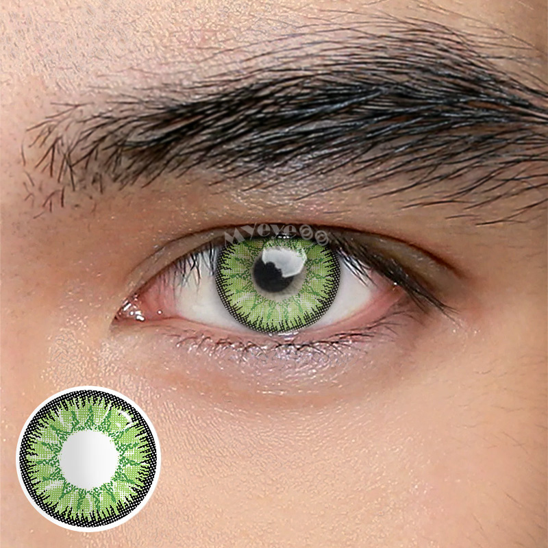 MYEYEBB Wild Nature Green Prescription Men Colored Contact Lenses
