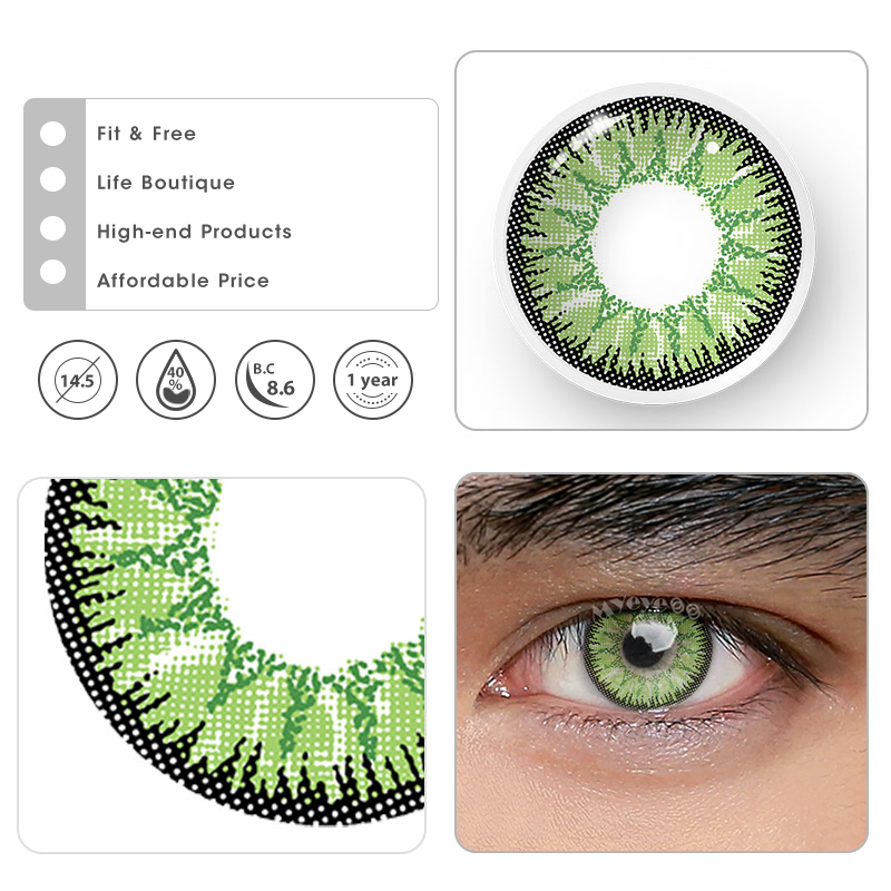 MYEYEBB Wild Nature Green Prescription Men Colored Contact Lenses - image 5