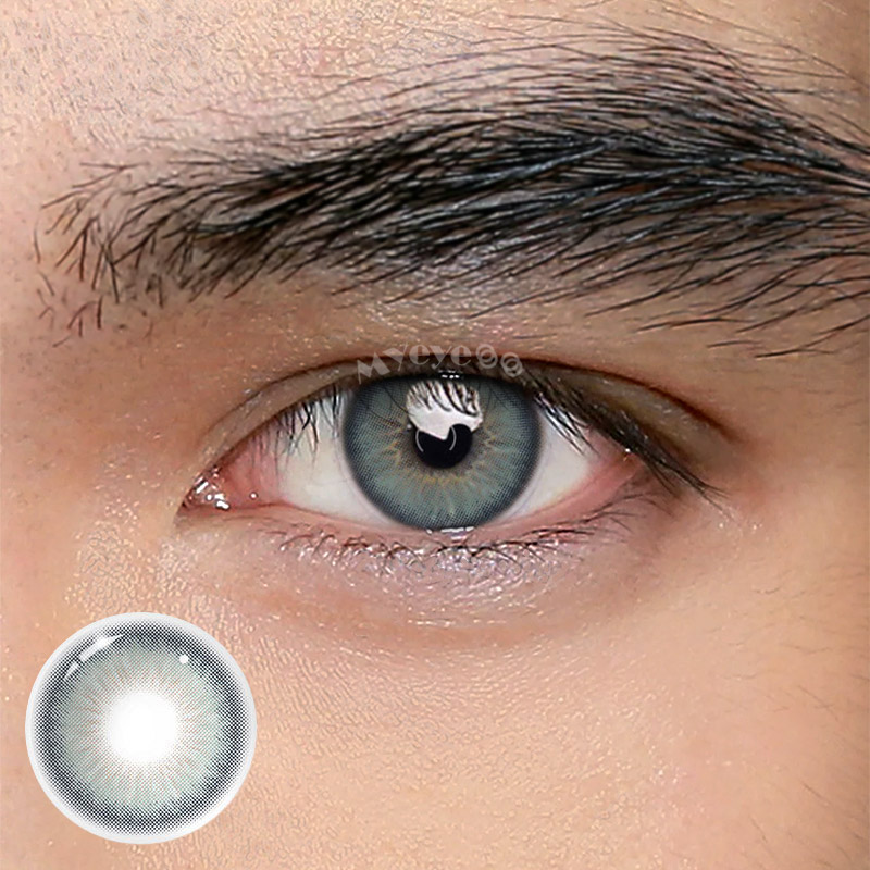 MYEYEBB Deepwater Zone Blue Prescription Men Colored Contact Lenses-MYEYEBB