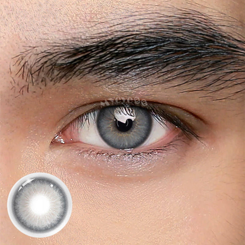MYEYEBB Deepwater Zone Grey Prescription Men Colored Contact Lenses-MYEYEBB