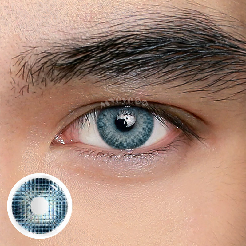 MYEYEBB New York III Blue Prescription Men Colored Contact Lenses-MYEYEBB