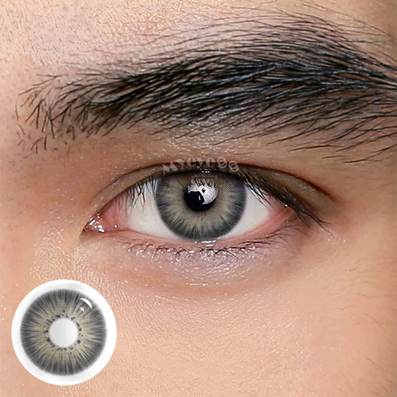 MYEYEBB New York III Grey Prescription Men Colored Contact Lenses-MYEYEBB