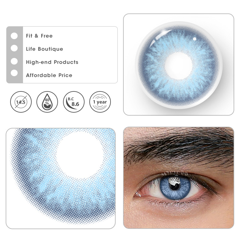 MYEYEBB Rime Blue Prescription Men Colored Contact Lenses - image 5