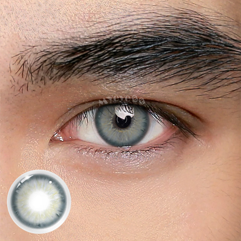 MYEYEBB Aegean Sea II Grey Prescription Men Colored Contact Lenses-MYEYEBB