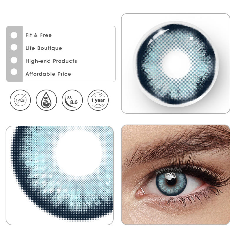 MYEYEBB Pearlescent Blue Prescription Colored Contact Lenses