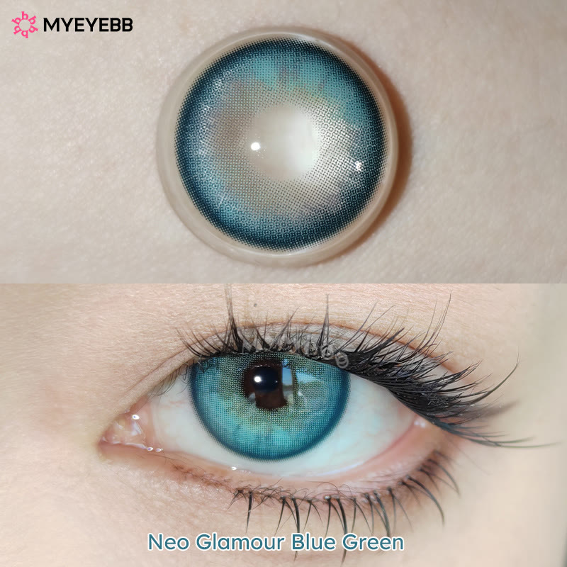 MYEYEBB Neo Glamour Blue Green Prescription Colored Contact Lenses