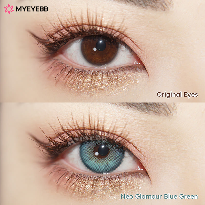 MYEYEBB Neo Glamour Blue Green Prescription Colored Contact Lenses