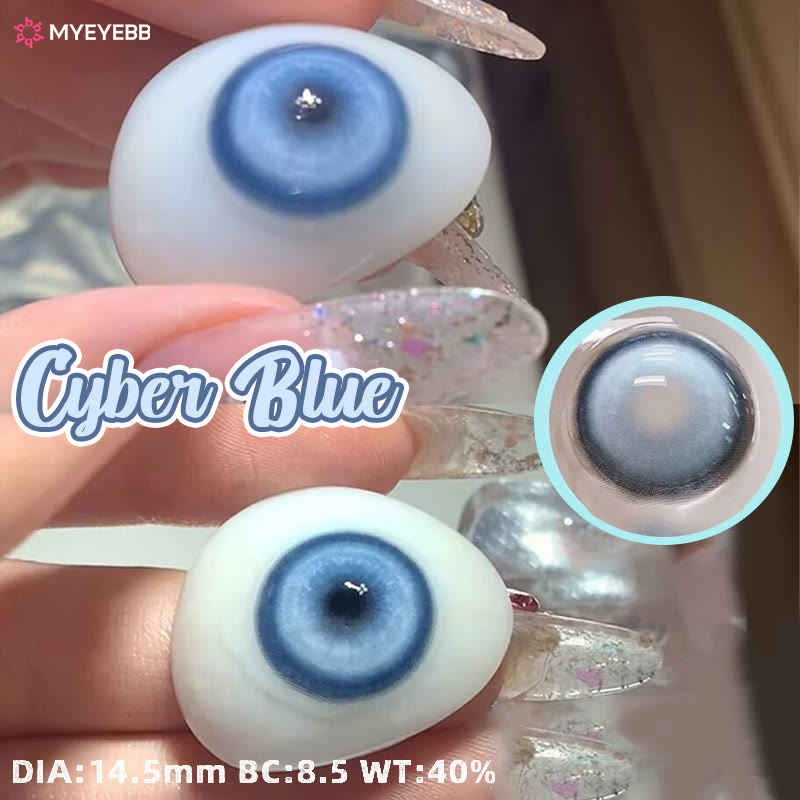 MYEYEBB Cyber Blue Prescription Cosplay Colored Contact Lenses - image 5