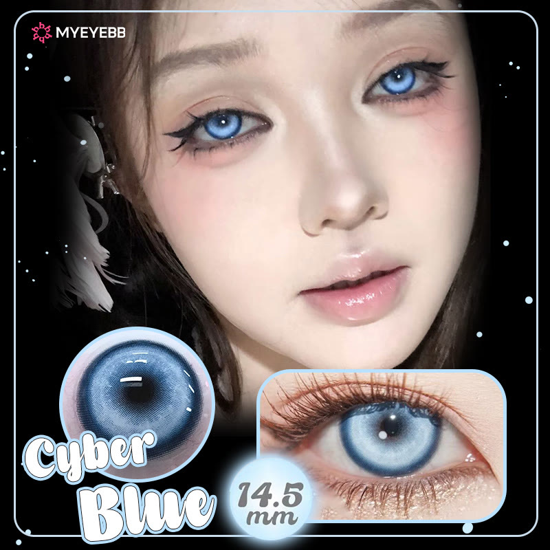 MYEYEBB Cyber Blue Prescription Cosplay Colored Contact Lenses - image 4