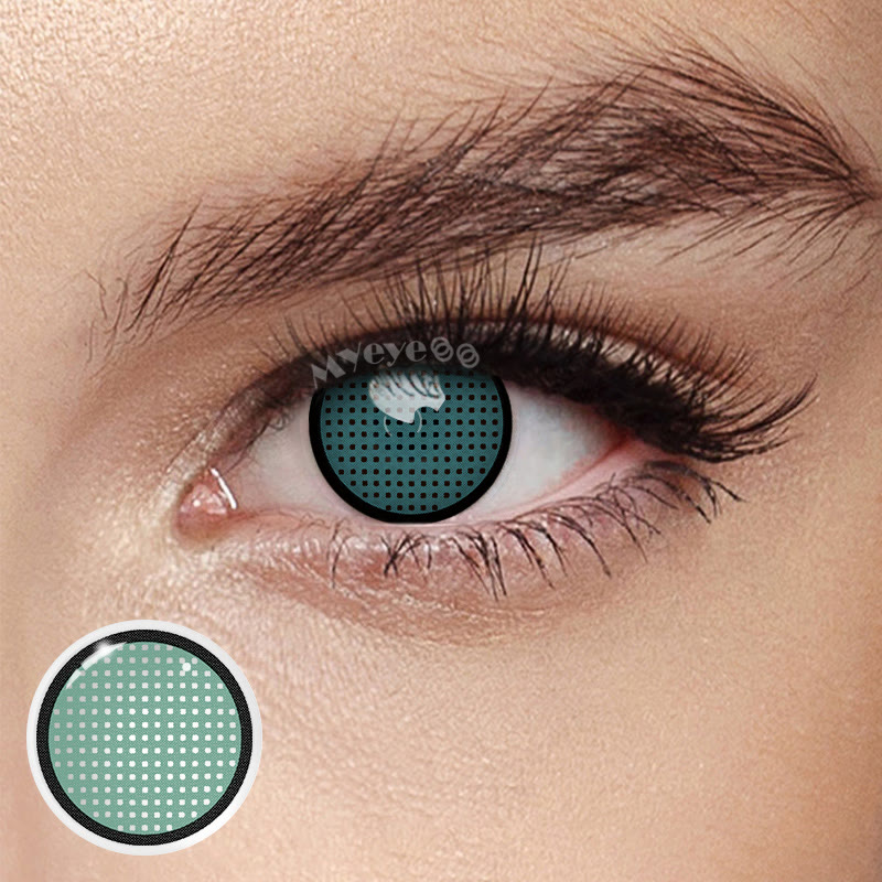 MYEYEBB Blind Dark Green Manson Mesh Prescription Cosplay Colored Contact Lenses -MYEYEBB