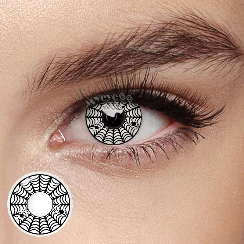 MYEYEBB Spider Web White Cosplay Colored Contact Lenses -MYEYEBB