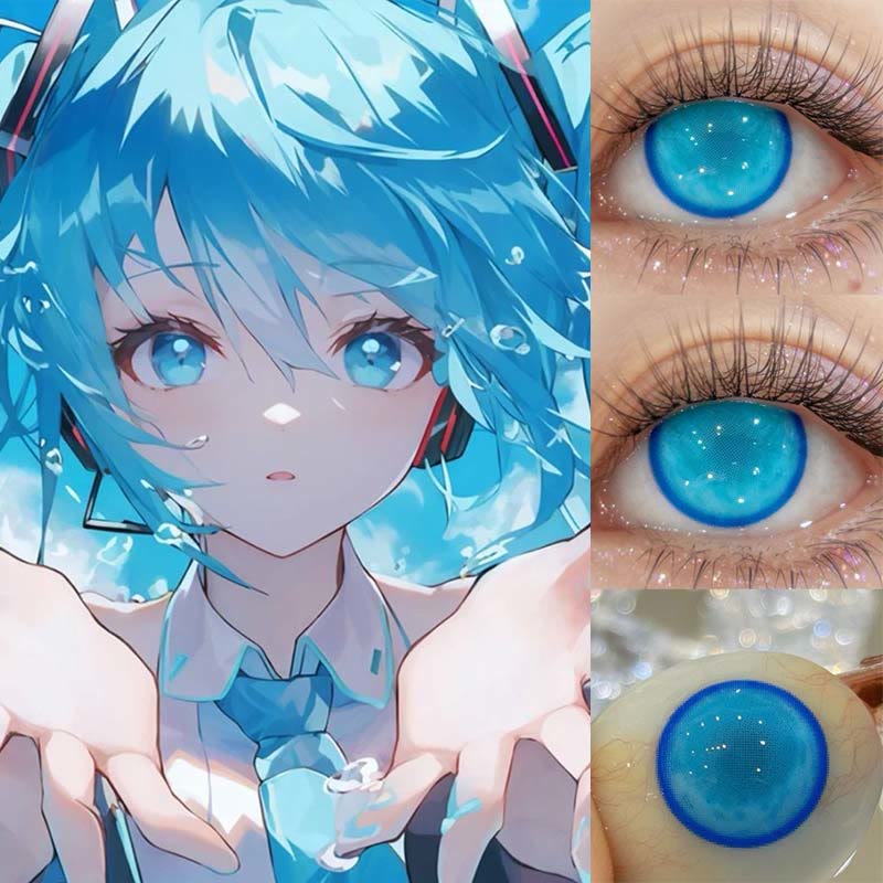 MYEYEBB Hatsune Miku Blue Prescription Cosplay Colored Contact Lenses -MYEYEBB