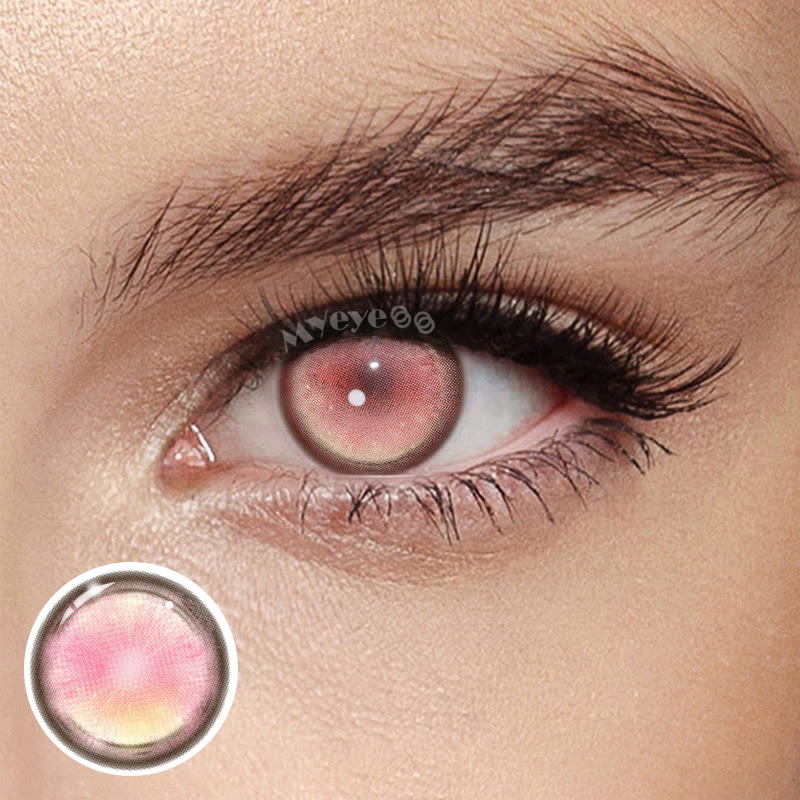 MYEYEBB Manga Eye Pink Cosplay Colored Contact Lenses | 6 Months-MYEYEBB