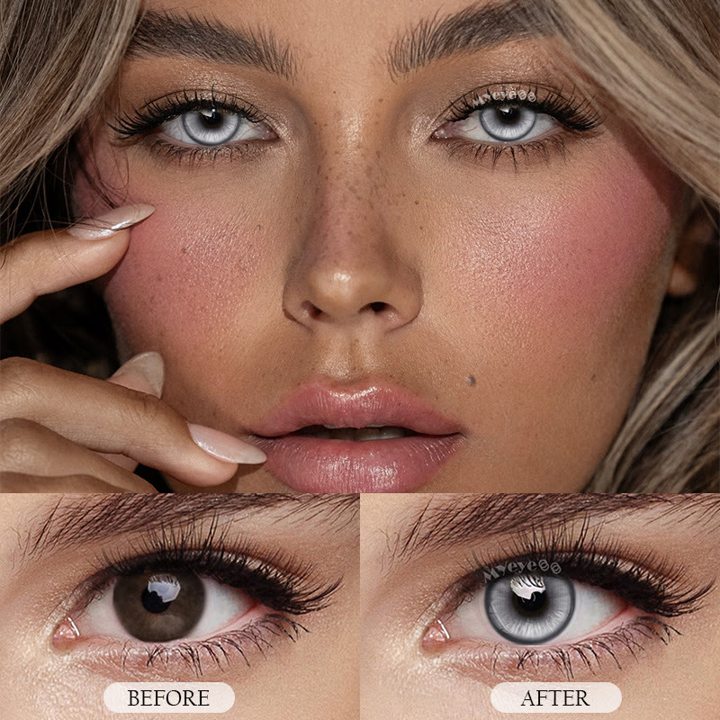 MYEYEBB Magic Coral Grey Prescription Colored Contact Lenses - image 3